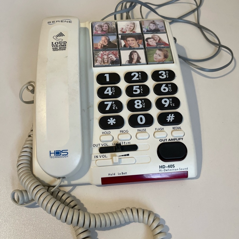 Serene White Corded Phone with Photo Buttons